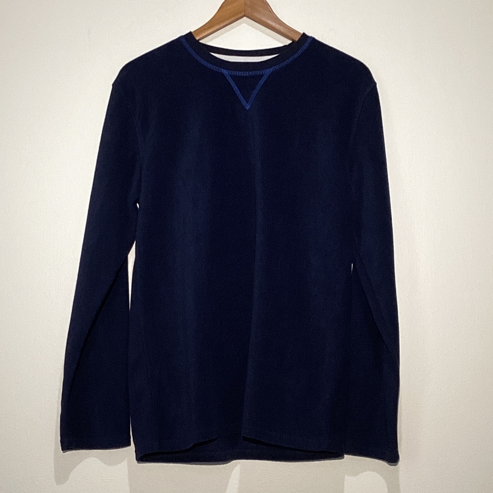 Izod Classic Navy Blue Crewneck Sweater with V-Insert